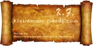 Kleinberger Fabrícius névjegykártya